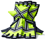 HALTZGLOVES Nighttime half glove, x on palm, arrow on hand,reflective glove, law enforcement, police, hi visibility gear, high visibility apparel, EMS, EMT, fire fighter, runner, cyclist