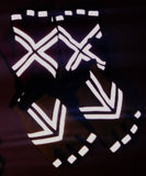 HALTZGLOVES Daytime half glove, x on palm, arrow on hand, law enforcement, police, hi visibility gear, high visibility apparel, EMS, EMT, fire fighter, runner, cyclist